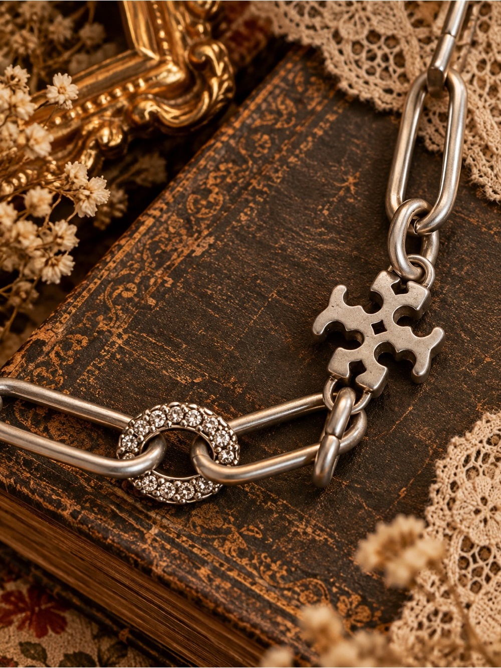 🆕 TORY BURCH • Silver Roxanne Crystal Chain Bracelet - Picture 6 of 7